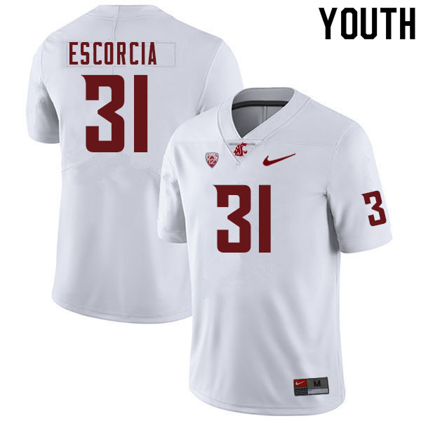 Youth #31 Hunter Escorcia Washington Cougars College Football Jerseys Sale-White - Click Image to Close